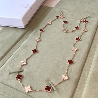[baslovejewels]CLOVER 20 MOTIFS LASER CARNELIAN NECKLACE