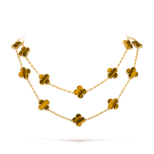 [baslovejewels]CLOVER 20 MOTIFS TIGER EYE ROSE GOLD