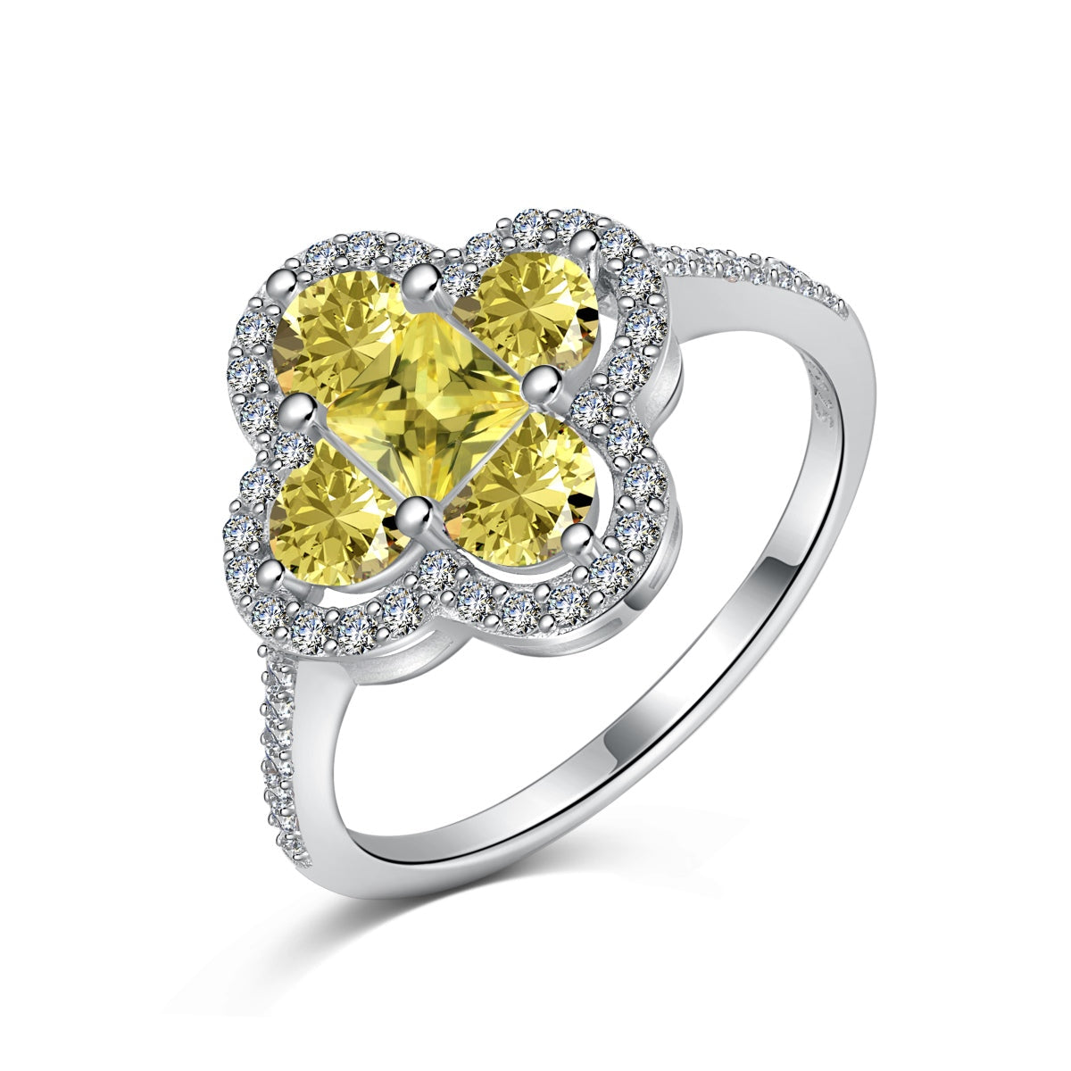 [baslovejewels]Luxurious Eternity Flower Shape Banquet Ring