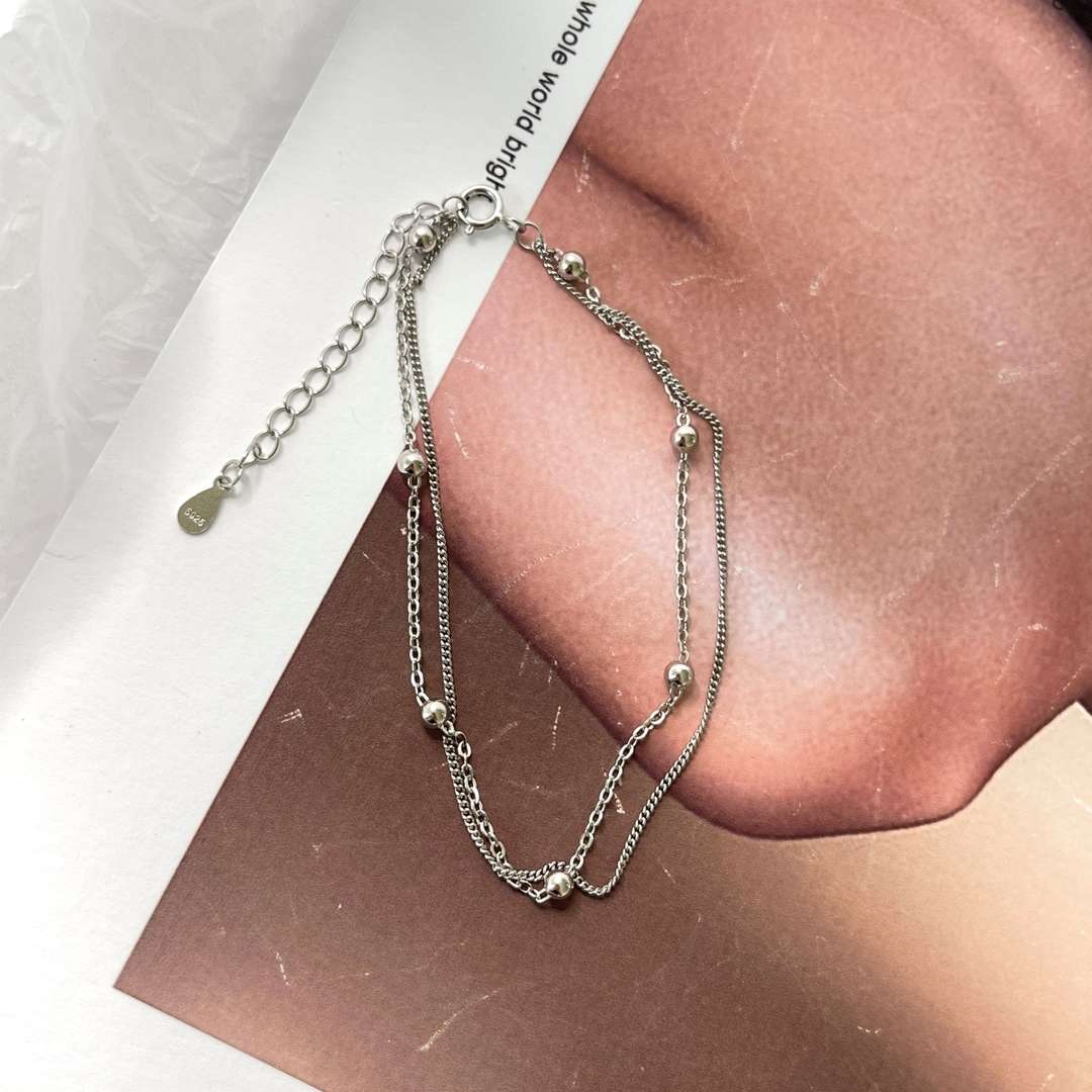 [baslovejewels]Delicate Bead Double Layer Bracelet