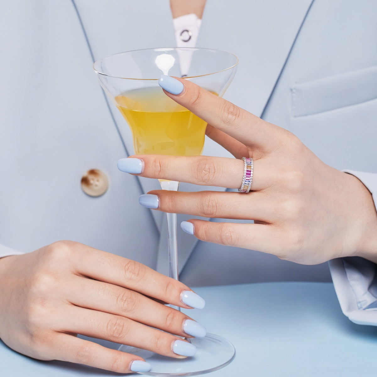 [baslovejewels]Dainty Kaleidoscopic Emerald Cut Daily Ring