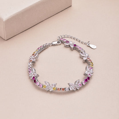 [baslovejewels]Ornate Colorful Butterfly Shape Round Cut Daily Bracelet