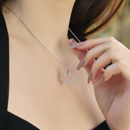 [baslovejewels]Four-Leaf Clover Hollow Design Exquisite Necklace