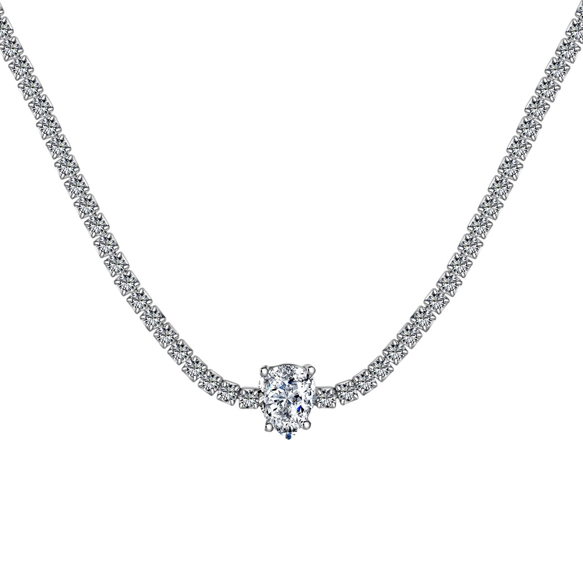 [baslovejewels]1.0 carat Unique Pear Cut Tennis Necklace