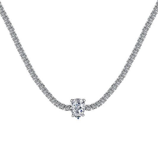 [baslovejewels]1.0 carat Unique Pear Cut Tennis Necklace