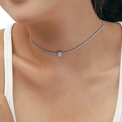[baslovejewels]1.0 carat Unique Pear Cut Tennis Necklace