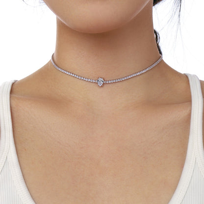 [baslovejewels]1.0 carat Unique Pear Cut Tennis Necklace