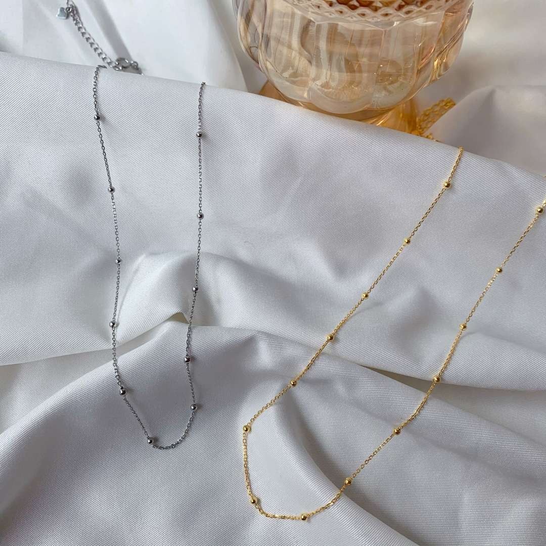 [baslovejewels]Small Bead Clavicle Chain Simple Necklace