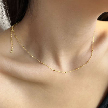 [baslovejewels]Small Bead Clavicle Chain Simple Necklace