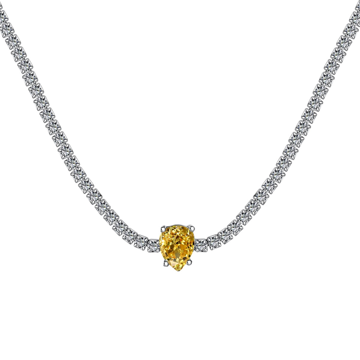 [baslovejewels]1.0 carat Unique Pear Cut Tennis Necklace