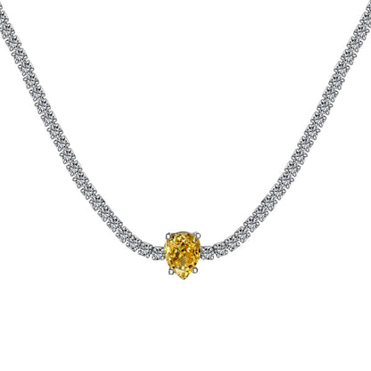 [baslovejewels]1.0 carat Unique Pear Cut Tennis Necklace