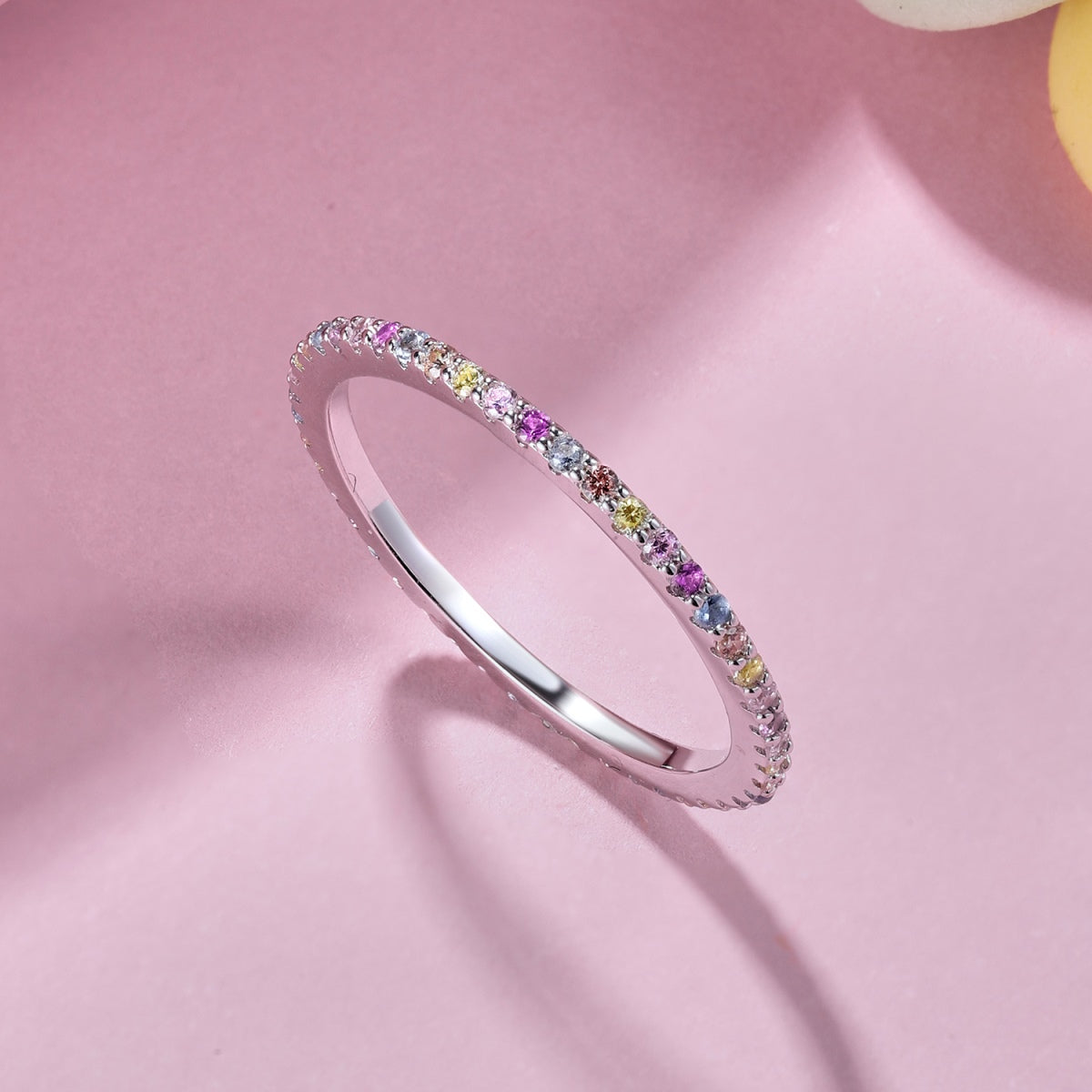 [baslovejewels]Ornate Colorful Round Cut Tennis Ring