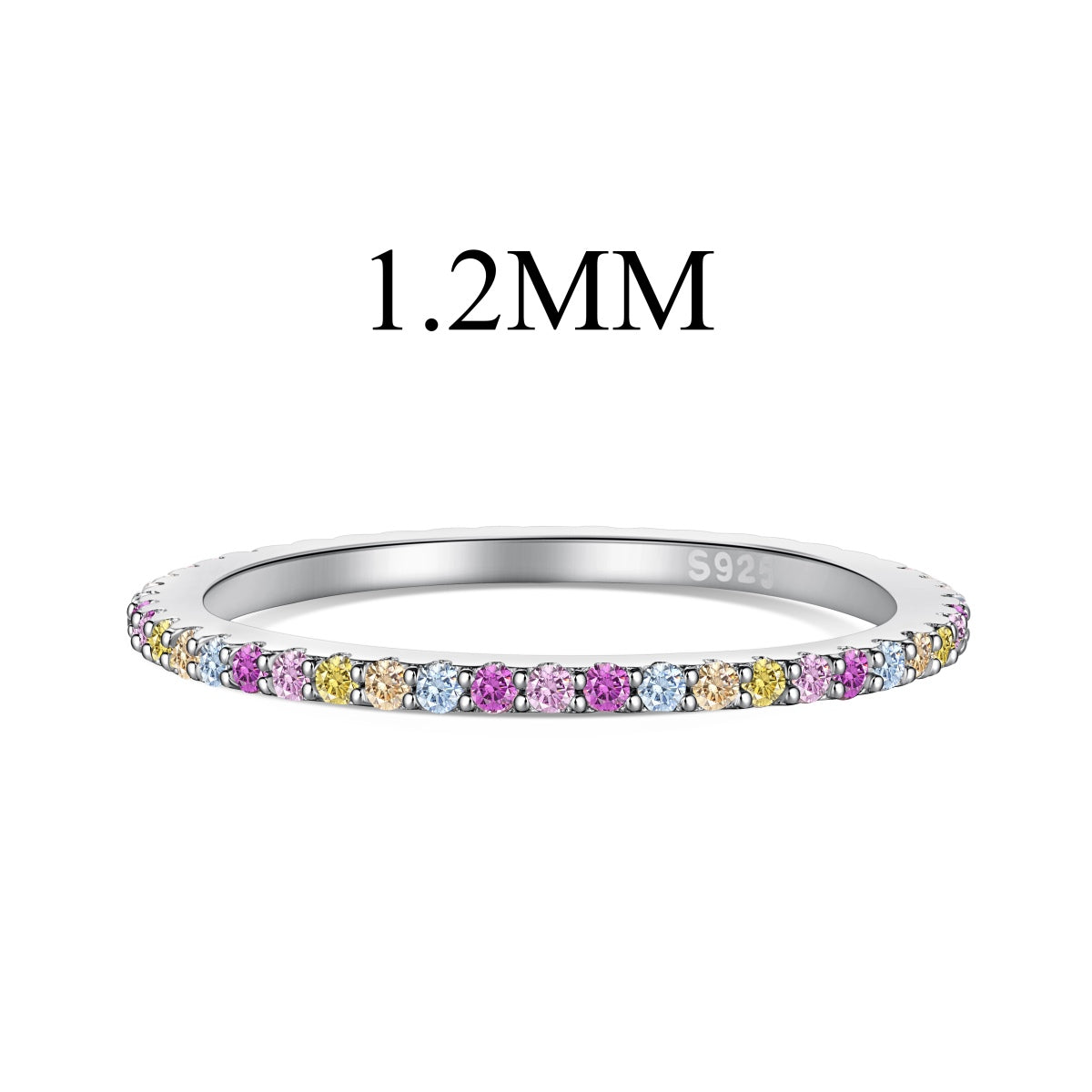 [baslovejewels]Ornate Colorful Round Cut Tennis Ring