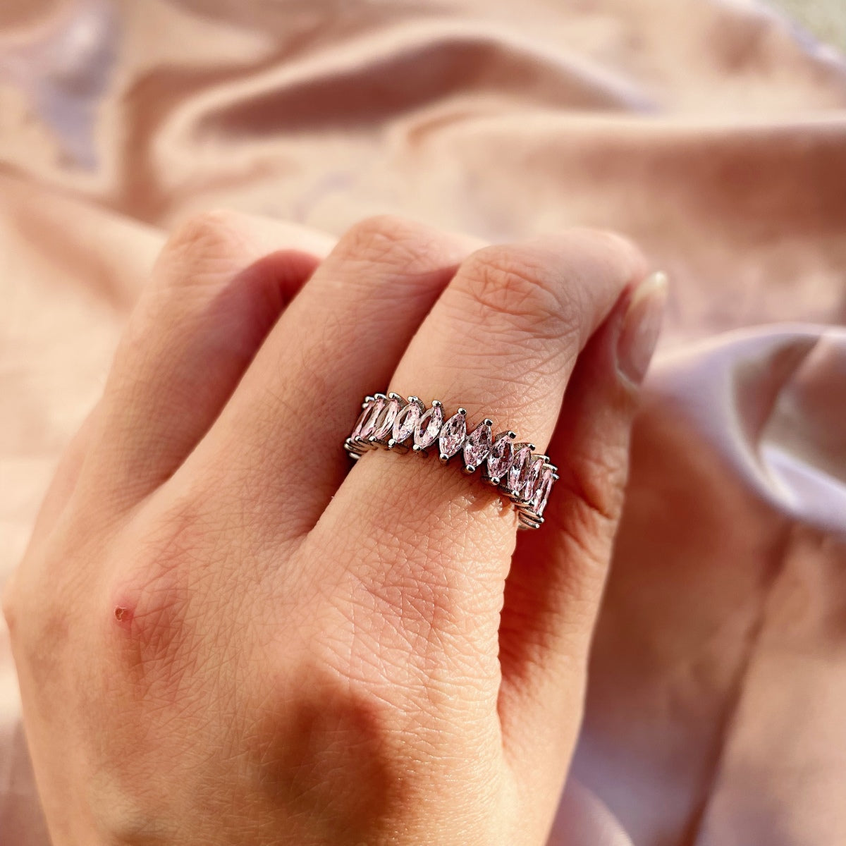 [baslovejewels]Gorgeous Marquise Cut Tennis Ring