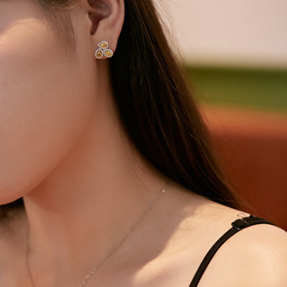 [baslovejewels]Ornate Flower Shape Pear Cut Lover Earrings