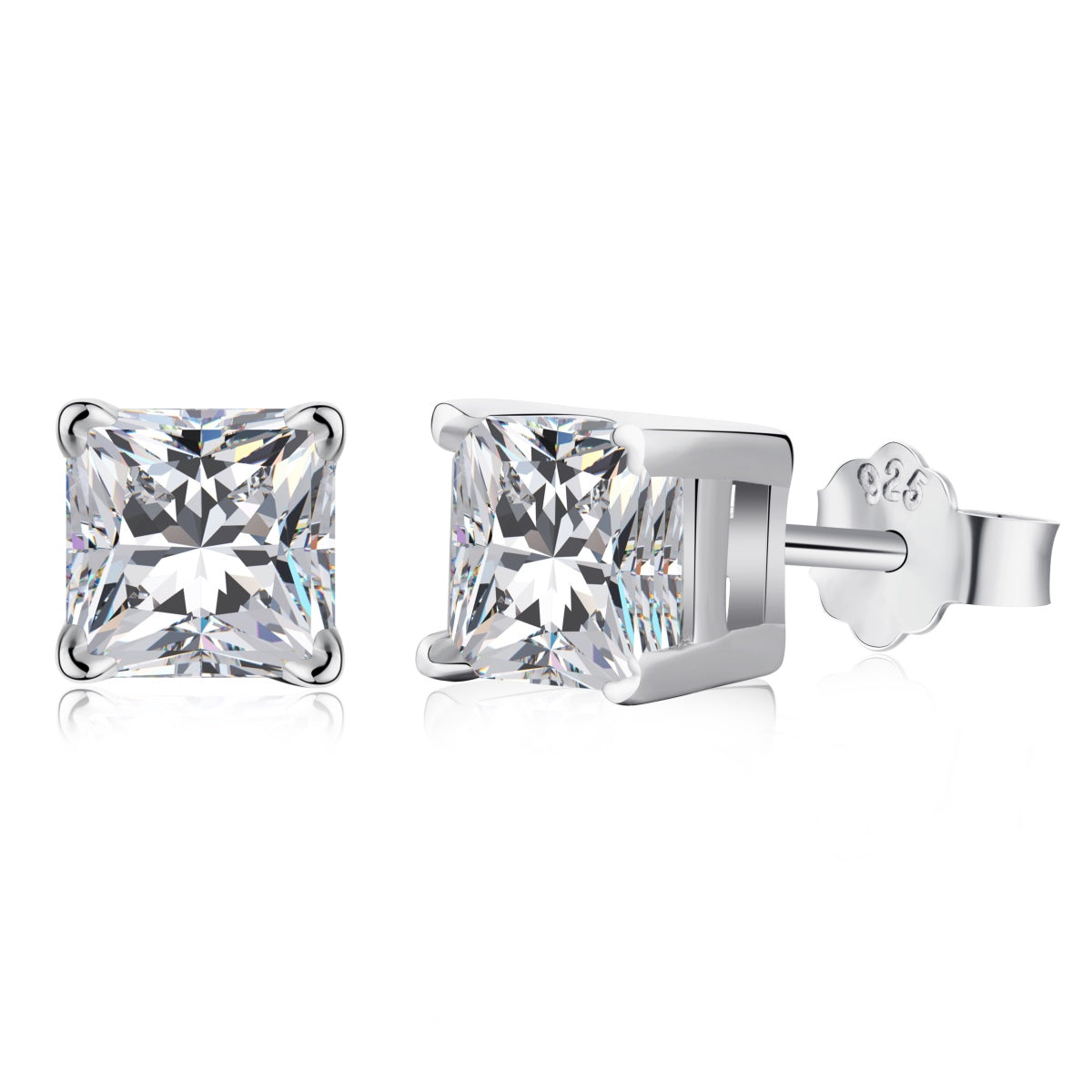 [baslovejewels]1.0 Carat Radiant Princess Cut Wedding Earrings