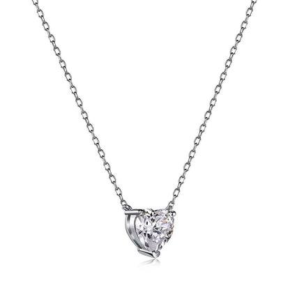 [baslovejewels]Heart Shape Main Stone Pendant Collarbone Necklace