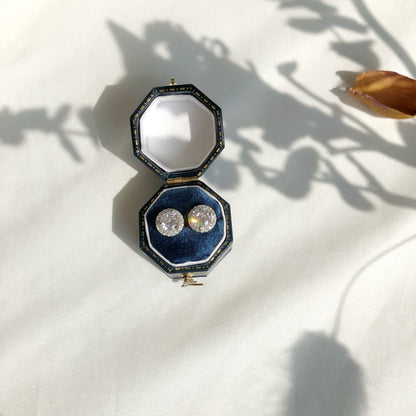 [baslovejewels]Classic Princess Round Shape Earrings