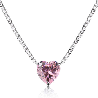 [baslovejewels]8.0 Carat Versatile Colorful Sweet Heart-Shaped Tennis Necklace