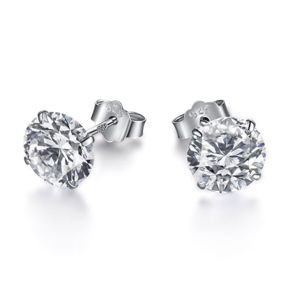 [baslovejewels]Stylish Shiny Round Center Stone Stud Earrings
