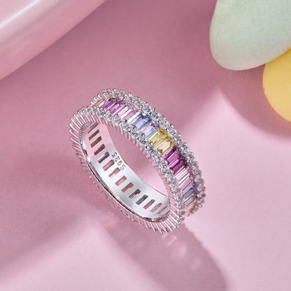 [baslovejewels]Dainty Kaleidoscopic Emerald Cut Daily Ring