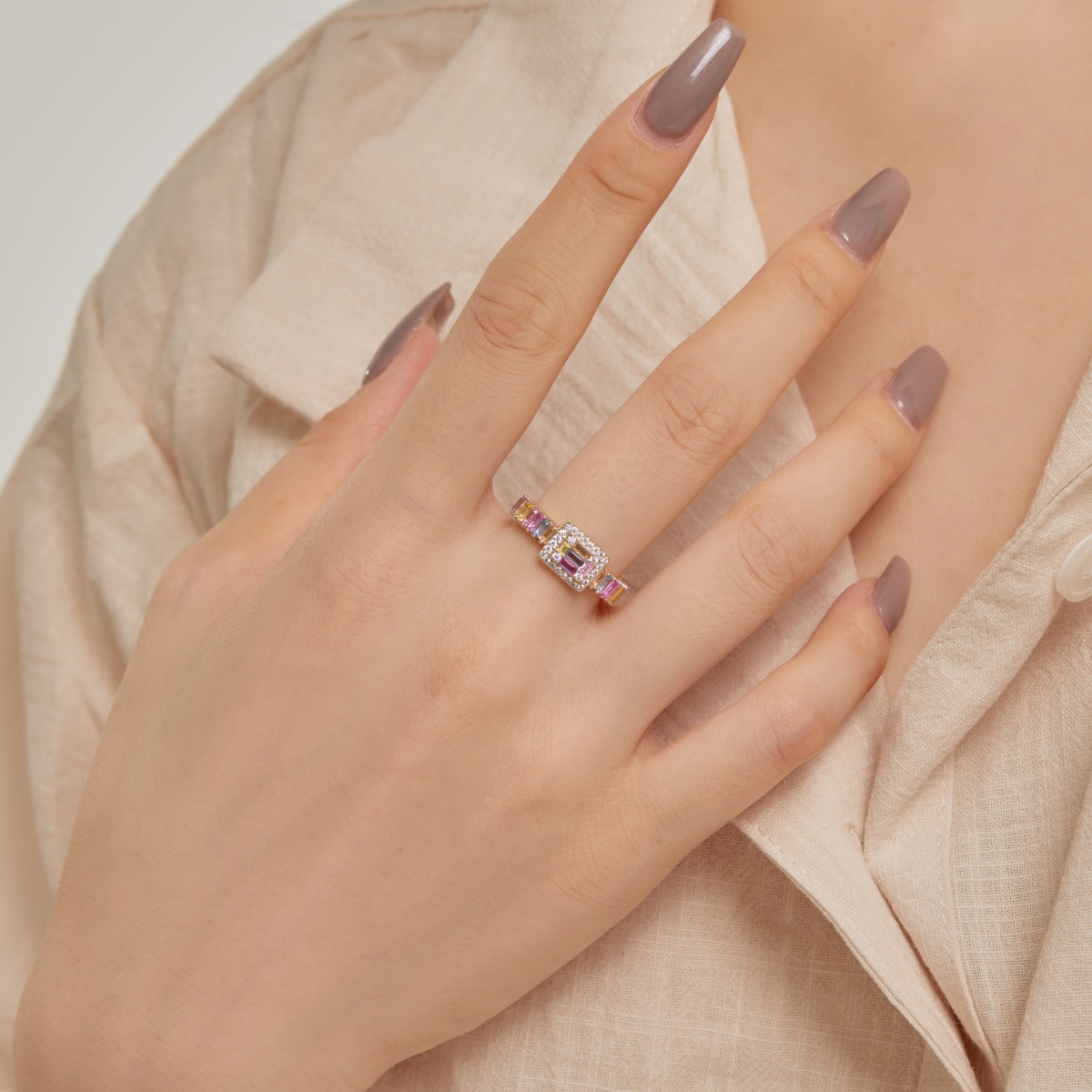 [baslovejewels]Exquisite Colorful Radiant Cut Party Ring