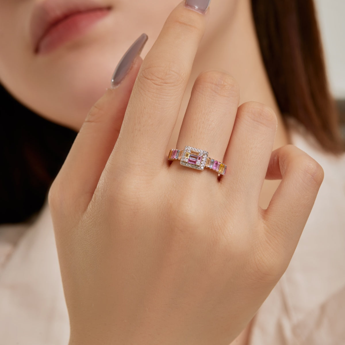 [baslovejewels]Exquisite Colorful Radiant Cut Party Ring