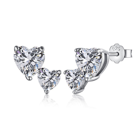 [baslovejewels]Double Heart-Shape Classic Princess Style Earrings