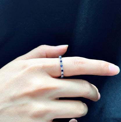 [baslovejewels]Exquisite Colorful Round Cut Tennis Ring