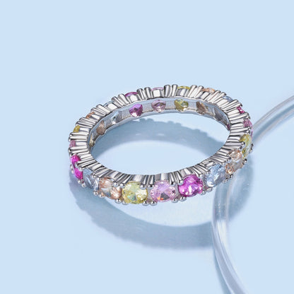 [baslovejewels]Dazzling Lustrous Round Cut Tennis Ring