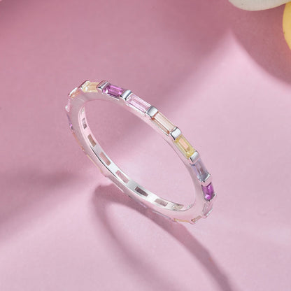 [baslovejewels]Exquisite Multicolored Emerald Cut Daily Ring