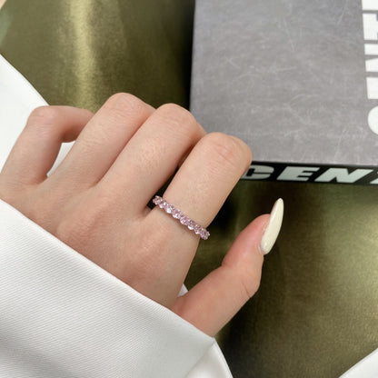[baslovejewels]Sparkling Round Cut Tennis Ring