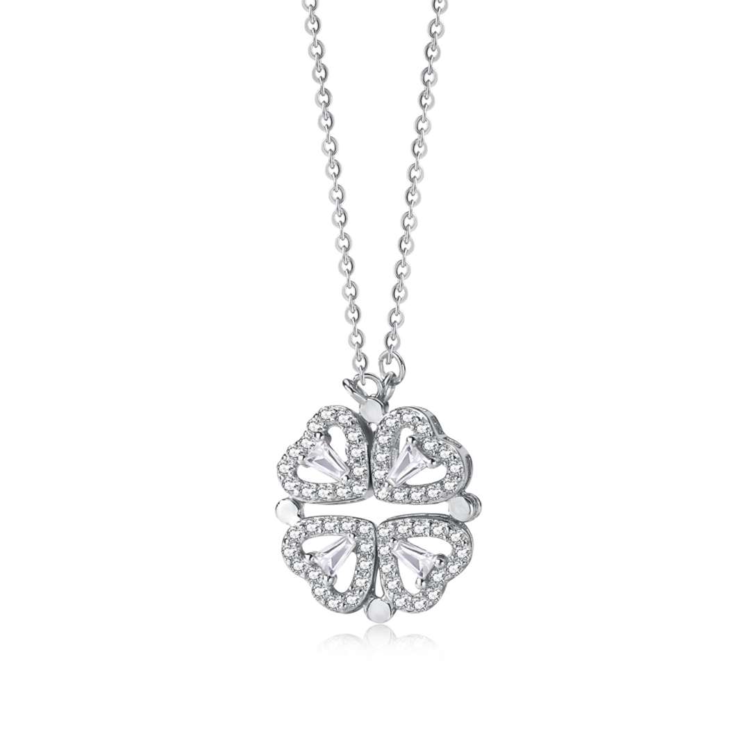 [baslovejewels]Ornate Heart Cut Flower Shape Necklace