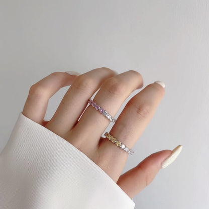 [baslovejewels]Sparkling Round Cut Tennis Ring
