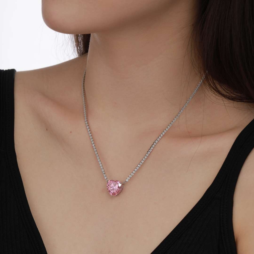 [baslovejewels]8.0 Carat Versatile Colorful Sweet Heart-Shaped Tennis Necklace