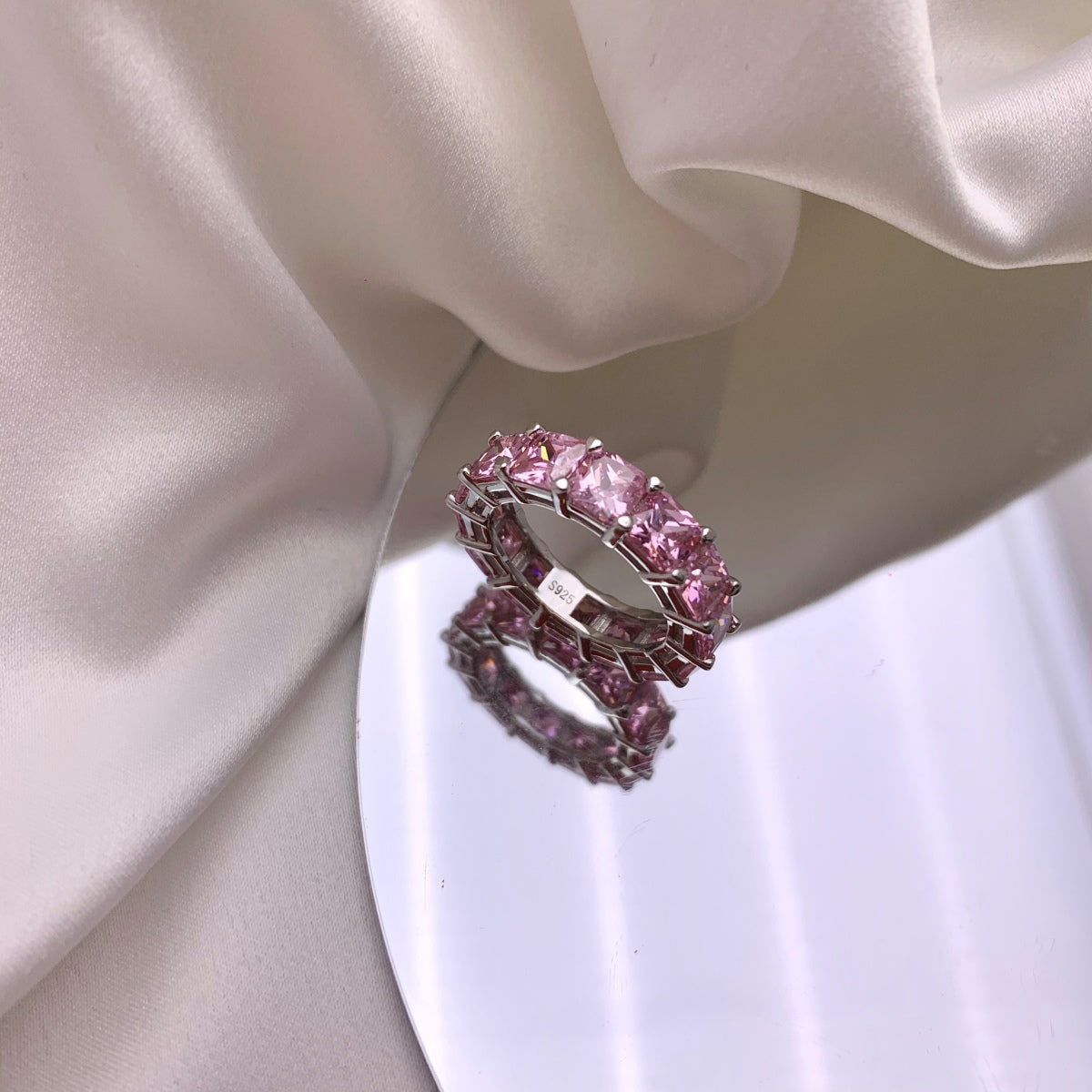 [baslovejewels]Elegant Princess Cut Tennis Ring