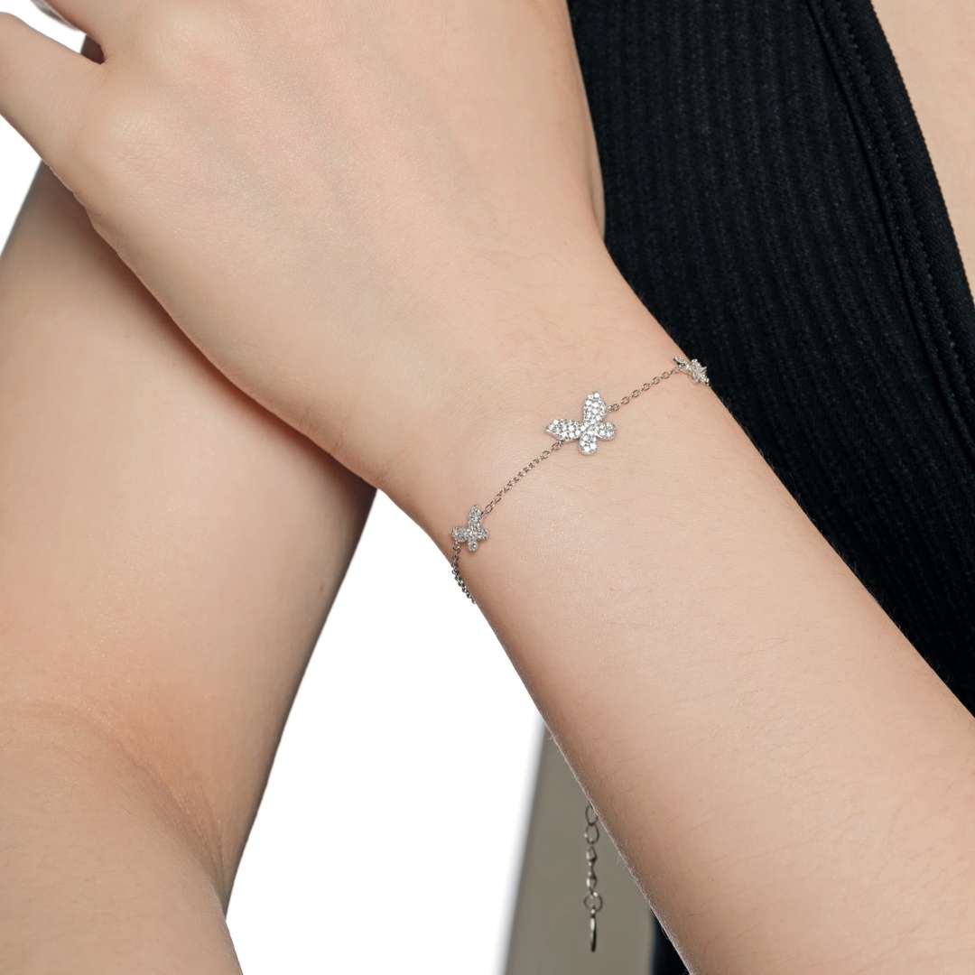 [baslovejewels]Delicate Butterfly Pendant Bracelet