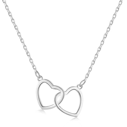 [baslovejewels]Sterling Silver Love Double Ring Necklace