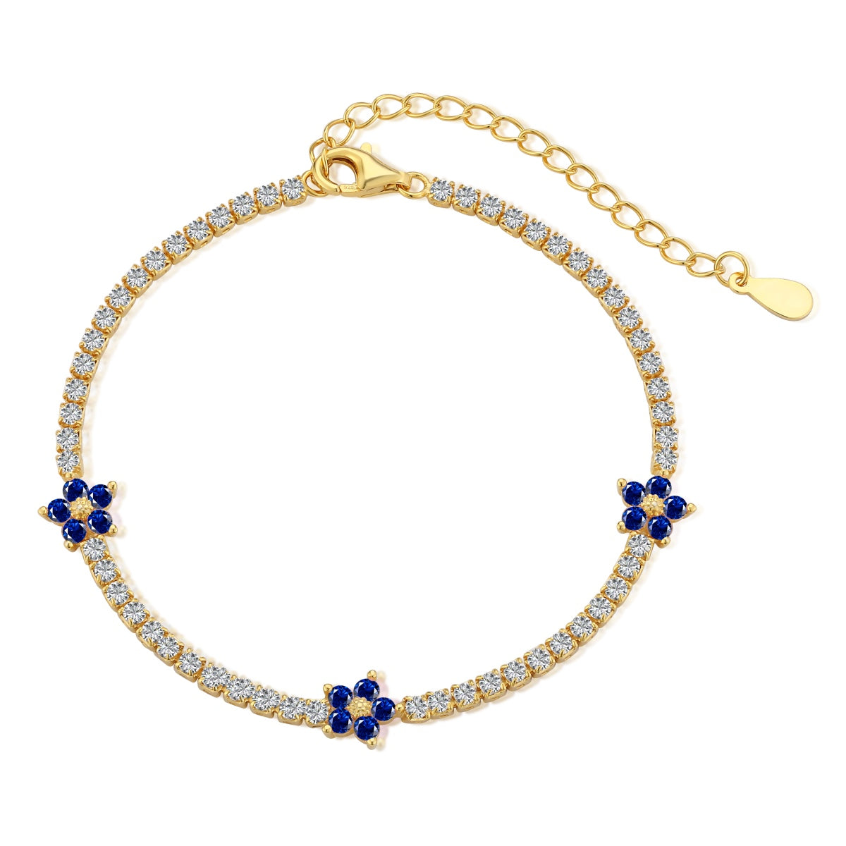 [baslovejewels]Sparkling Flower Shape Tennis Bracelet