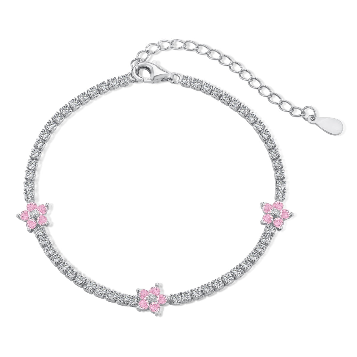 [baslovejewels]Sparkling Flower Shape Tennis Bracelet