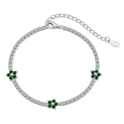 [baslovejewels]Sparkling Flower Shape Tennis Bracelet