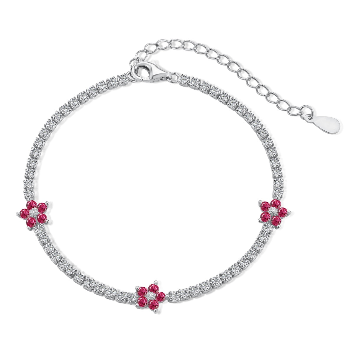 [baslovejewels]Sparkling Flower Shape Tennis Bracelet