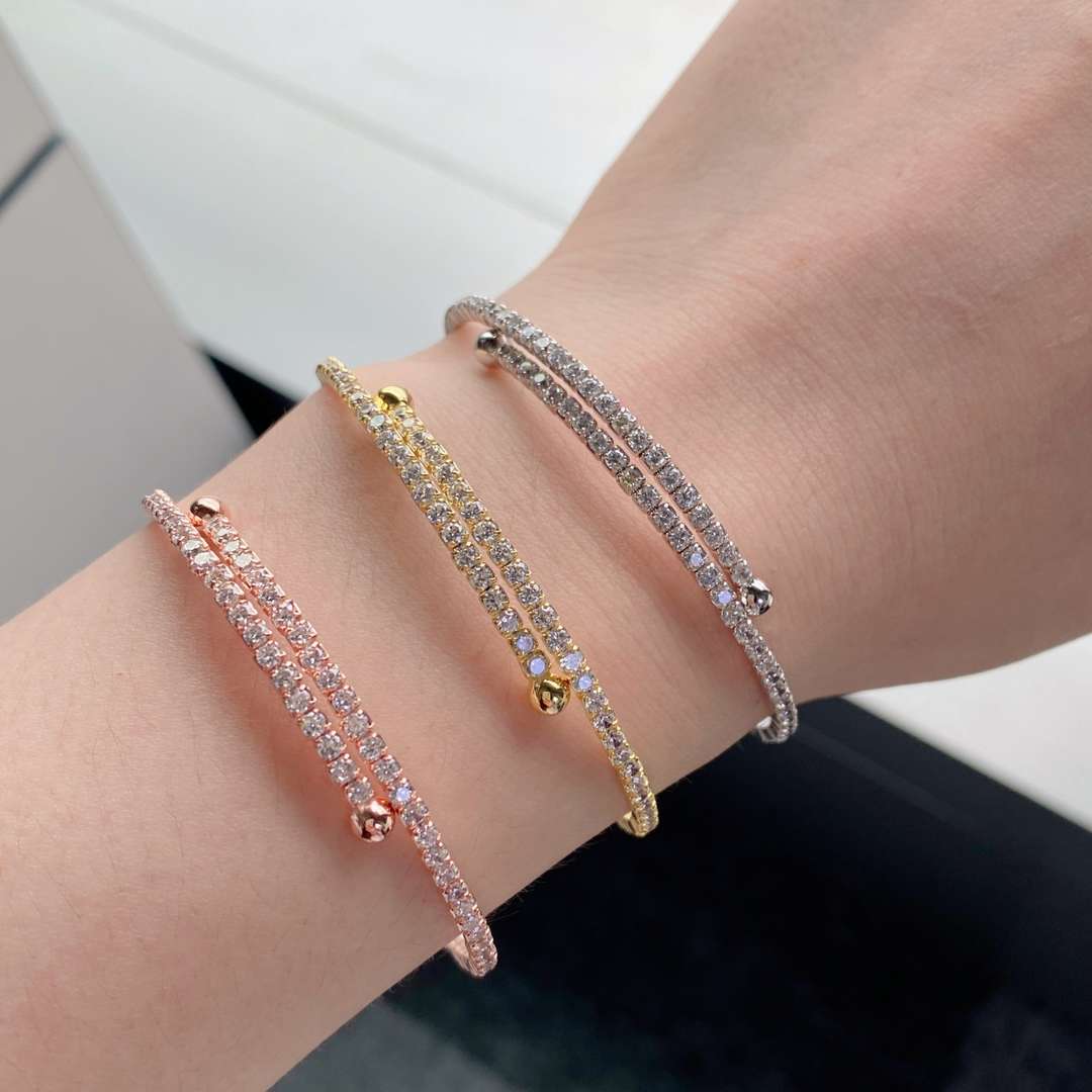 [baslovejewels]Row of Diamonds Round Fashion Bracelet