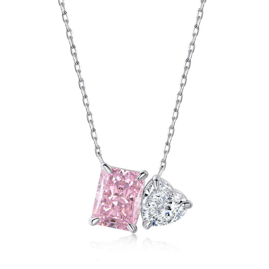 [baslovejewels]Dazzling Square & Heart Shape Necklace
