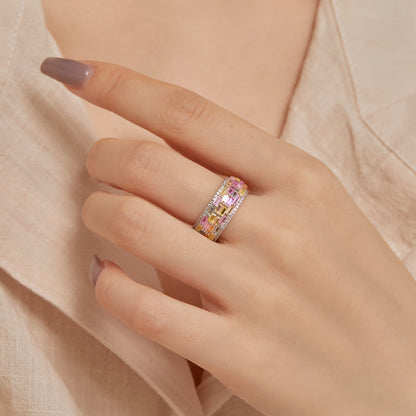 [baslovejewels]Radiant Colorful Radiant Cut Daily Ring