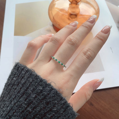 [baslovejewels]Exquisite Colorful Round Cut Tennis Ring