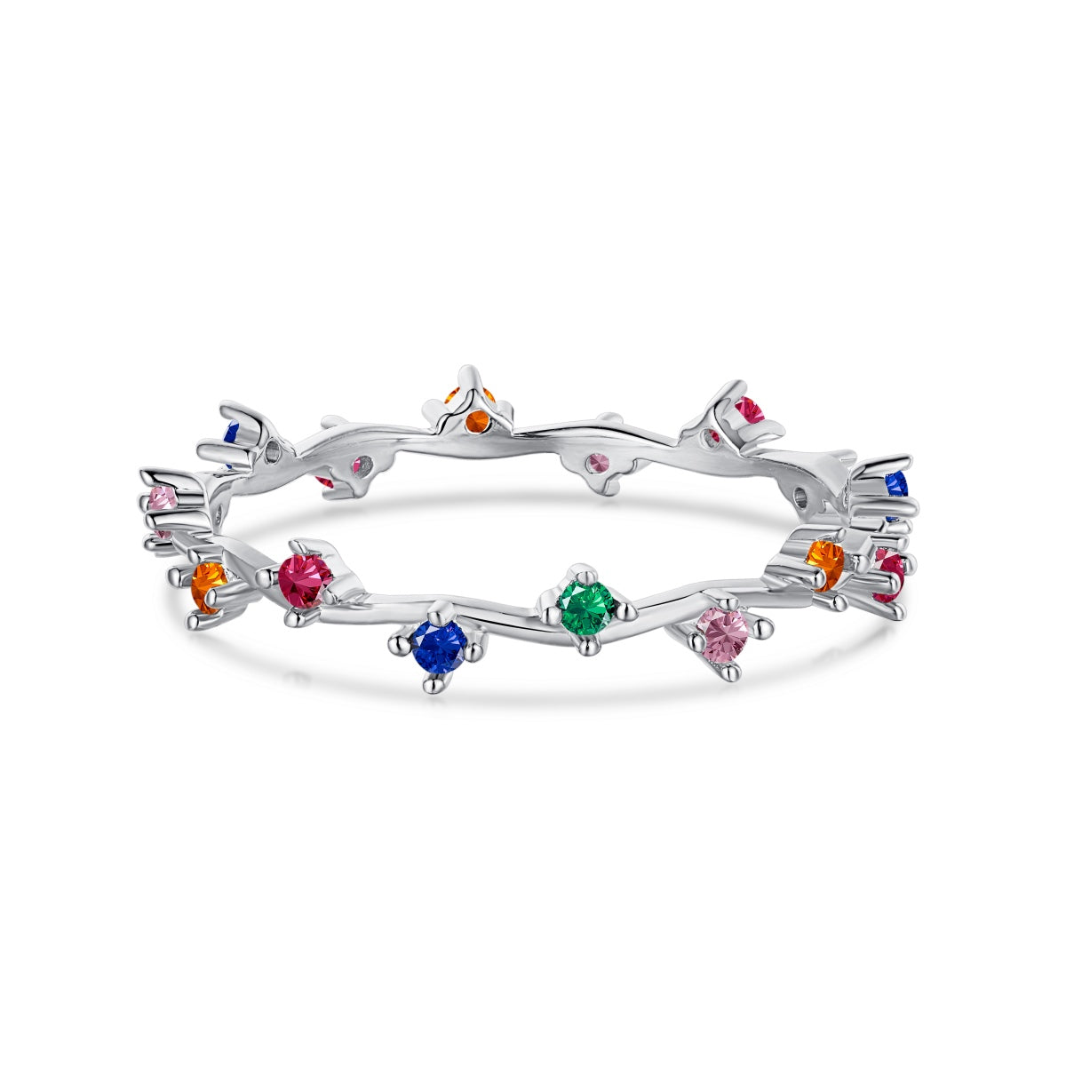 [baslovejewels]Radiant Colorful Round Cut Daily Ring