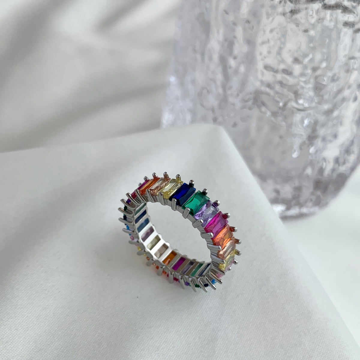 [baslovejewels]Unique Colorful Radiant Cut RIng