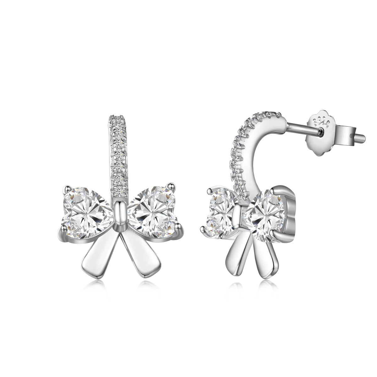 [baslovejewels]Exquisite Earrings With Heart-Shaped Bow Design