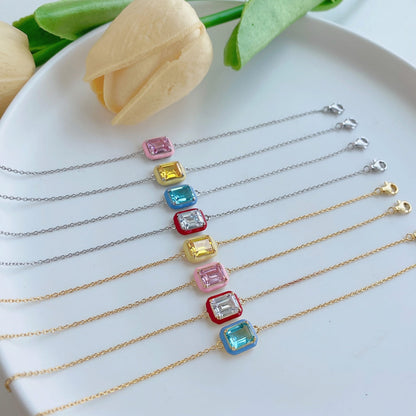 [baslovejewels]2.0 Carat Sparkling Colorful Emerald Cut Daily Bracelet
